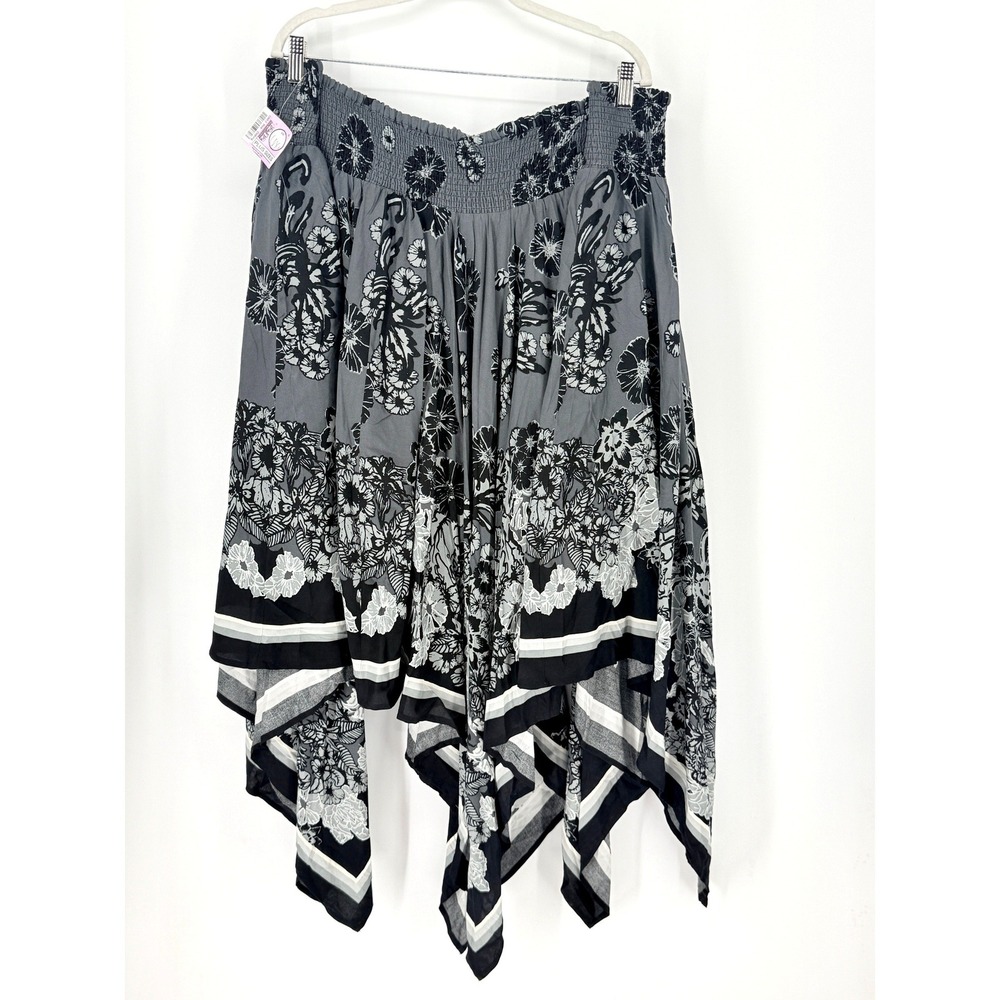 New Boho Handkerchief Floral Smocked Skirt Plus Size 40W Tall L Country Cowgirl